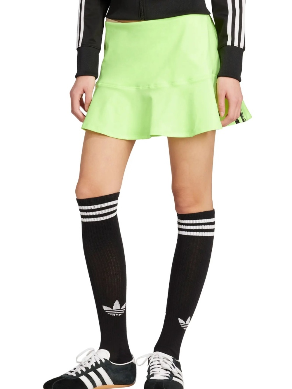 Adidas Originals XL (16/18) Adicolor 3 Stripe Mini Skirt Neon Green JW2648 Glam